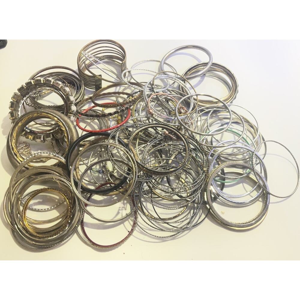Vintage Lot Bracelets Silver & Gold Tone Bangles (Over 2 Ibs) Most Wearable